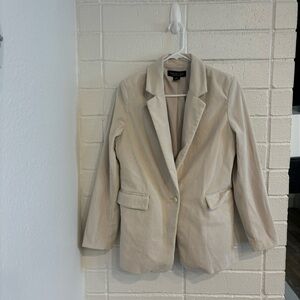 Rachel Zoe corduroy cream blazer with gold buttons